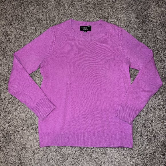 Banana Republic Filpucci Fine Italian Yarn Crewneck Sweater Sz Small Purple - Picture 1 of 5